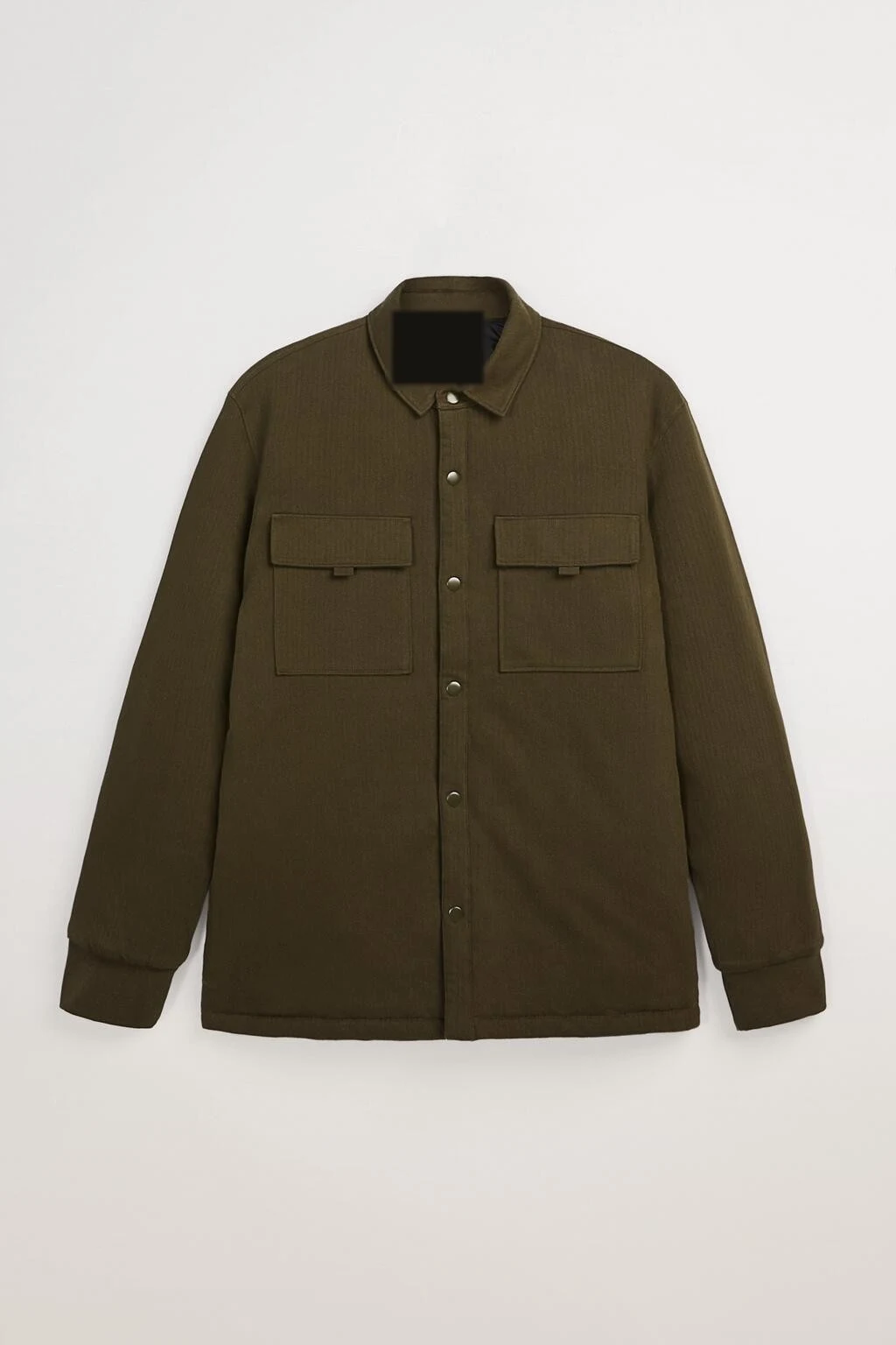 XH26AW2098 mens olive padded chore jacket front flat