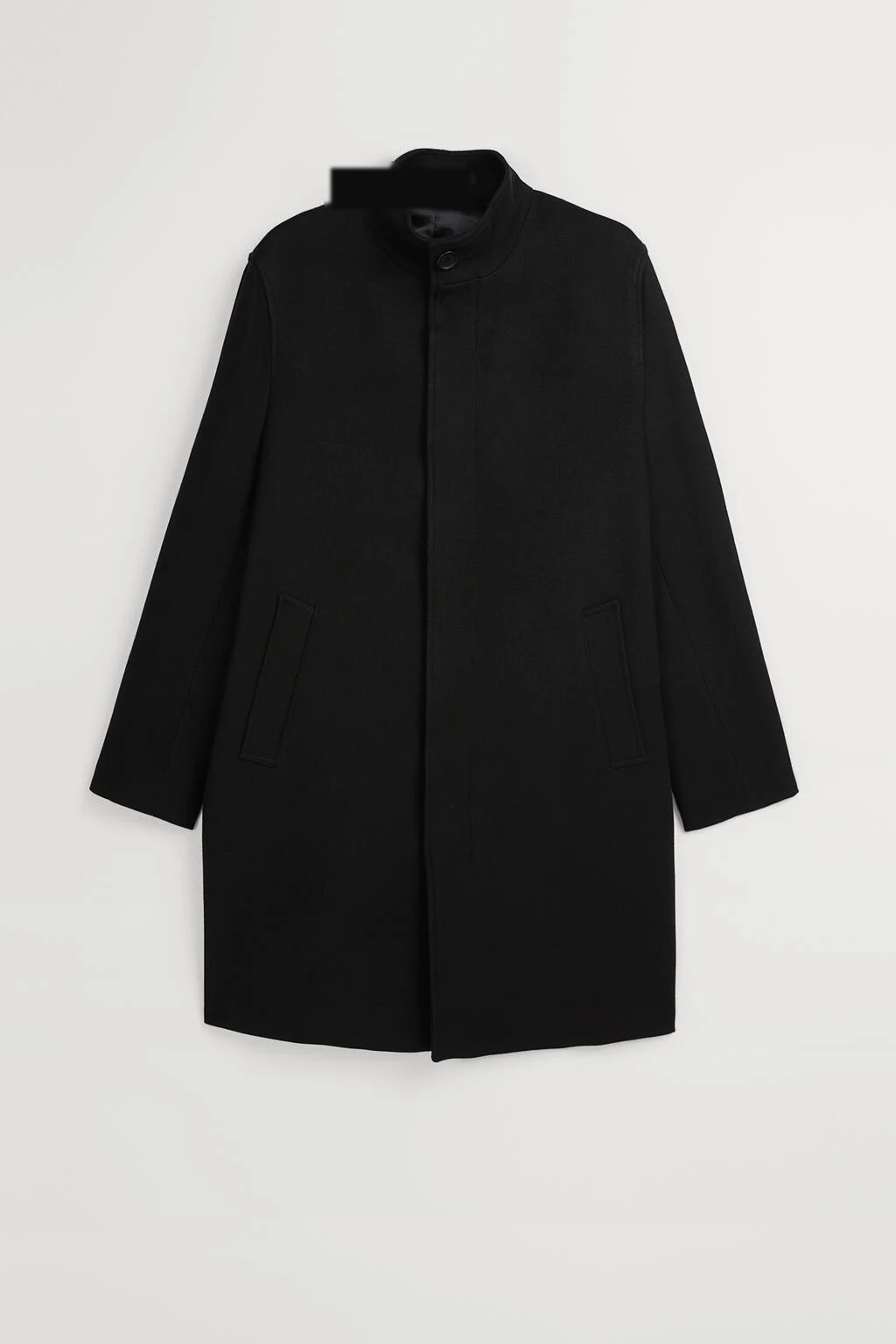 XH26AW2102 mens black wool coat front flat