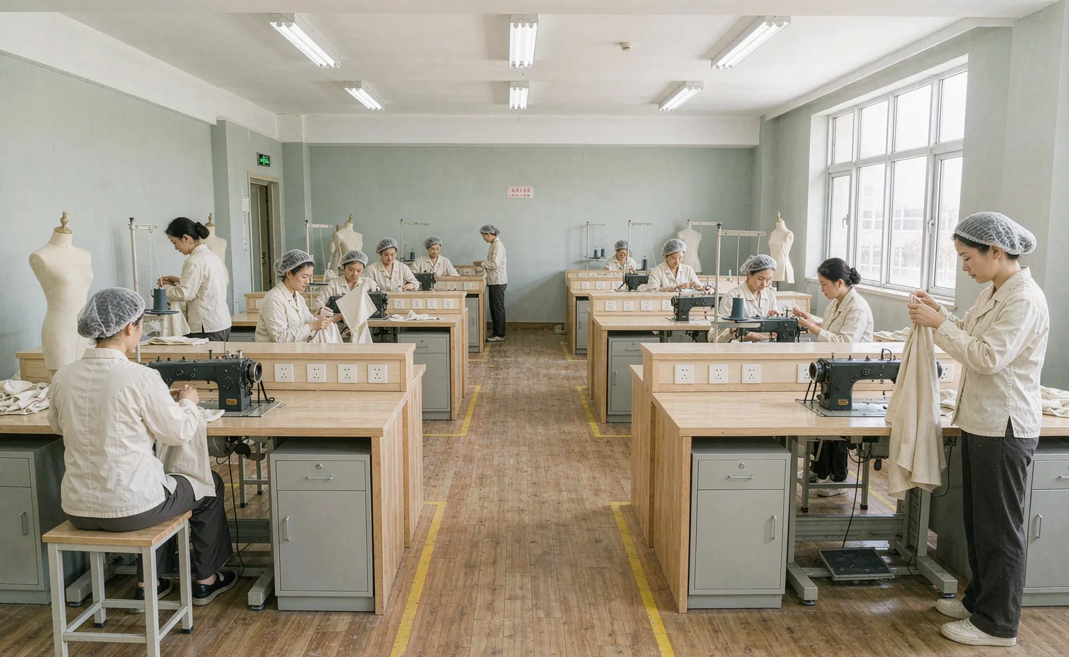 Bright organized garment workshop meeting social compliance standards